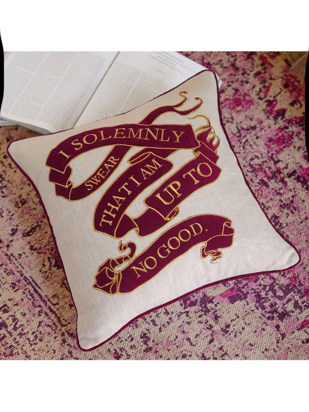 Pottery Barn Teen Harry Potter Marauders Map Pillow Cover 18x18 Glow In The Dark